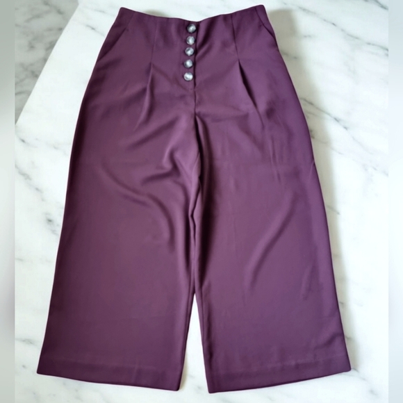 Reitmans Burgundy High Waist Wide Leg Palazzo Pants - Picture 3 of 10